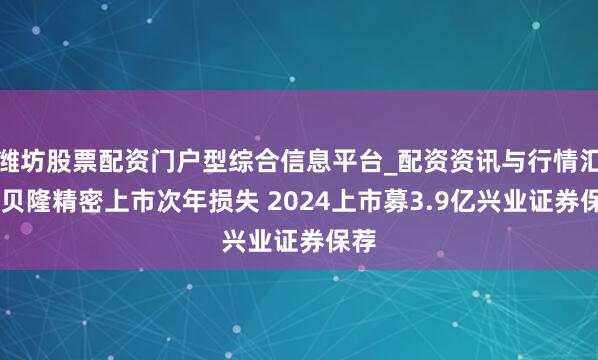 潍坊股票配资门户型综合信息平台_配资资讯与行情汇总 贝隆精密上市次年损失 2024上市募3.9亿兴业证券保荐